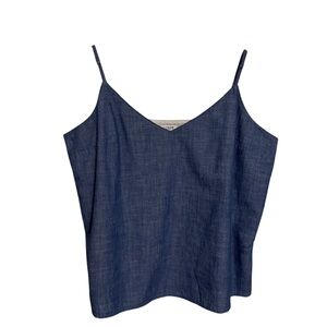 J. Crew Sizes 16 Blue Chambray Cami Tank Top Sleeveless Western Vacation Cotton